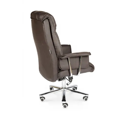 Кресло офисное / Президент / сталь + хром / темно-коричневая  экокожа