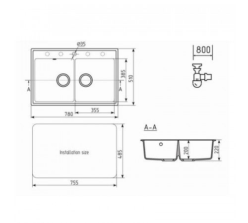 Кухонная мойка Ulgran Quartz Ruma 780-02, лен