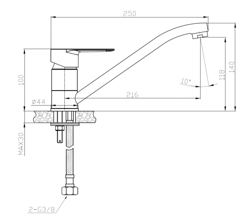Смеситель для кухни VODA Snow KITCHEN SW 05 k