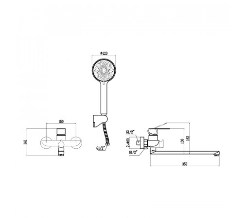 Смеситель для ванны Fmark FS8824H, черный