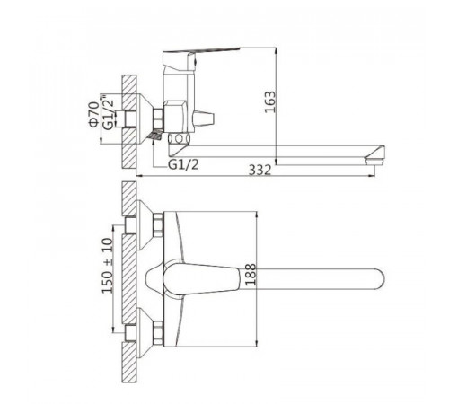 Смеситель для ванны Knotlor KN-13, хром