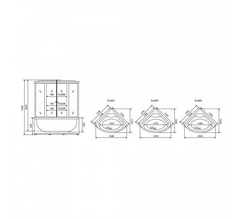 Душевая кабина (душевой бокс) Timo Standart Silver F T-6655SF, 150x150x220