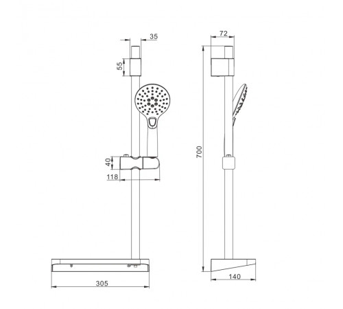 Душевой гарнитур Rose R109, хром