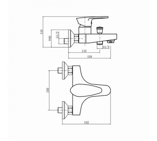 Смеситель для ванны PLstart PL3205-8, белый