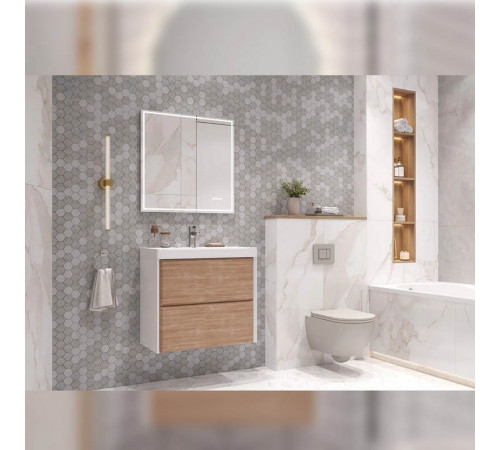 Тумба под раковину подвесная Velvex Gesso tp.GES.9696.70.2Y белый матовый/дуб сонома, 70 см