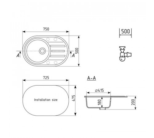 Кухонная мойка Ulgran Quartz Nora 750-09, мокрый асфальт