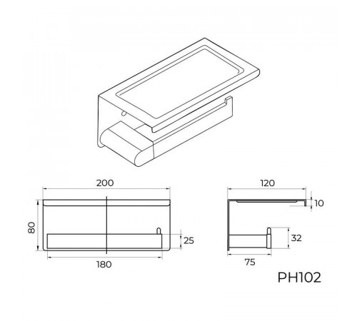 Держатель для туалетной бумаги с полочкой Knotlor PH102BS, сатин