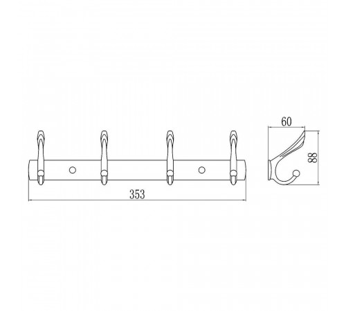 Планка с крючками Savol S-00114B, золото