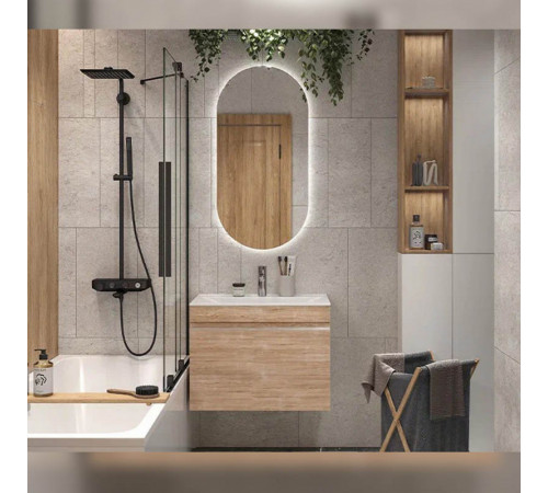 Тумба с раковиной подвесная Velvex Pulsus tp.PUL.PUL.70.1Y дуб сонома, 70 см