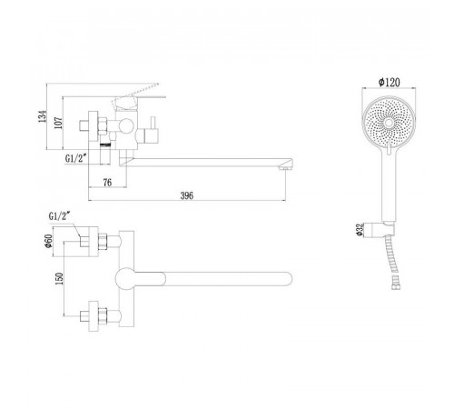 Смеситель для ванны Fmark FS8225A, хром