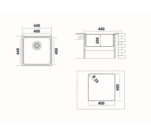 Кухонная мойка UKINOX Лофт LOB400.400 -GT10P, 40*40