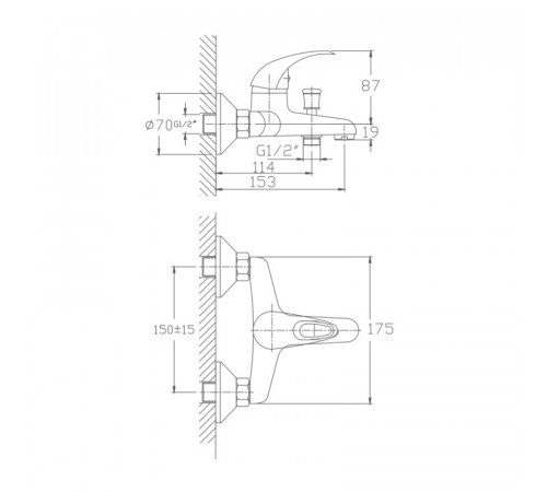 Смеситель для ванны Haiba HB3015, хром