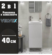 Тумба с раковиной подвесная Velvex Bio tp.BIO.BIO.MAXI.40.1D белый глянец, 40 см