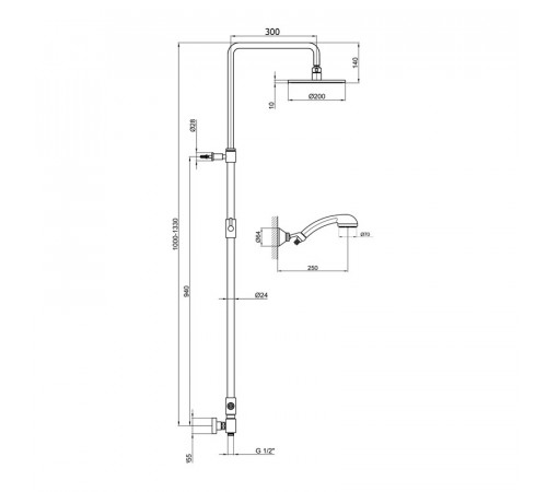 Душевой гарнитур Webert Shower Set AC0729015PVC, хром