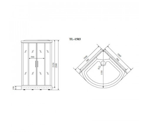 Душевая кабина Timo Lux TL-1503, 102x102x230