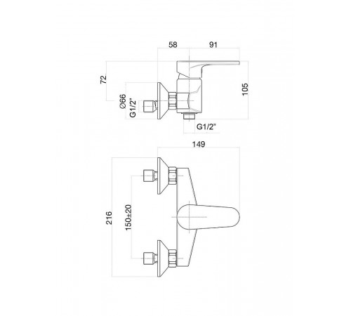 Смеситель для душа Fiore KYMA 75CR6511, хром