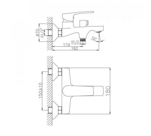 Смеситель для ванны Haiba HB60587, хром