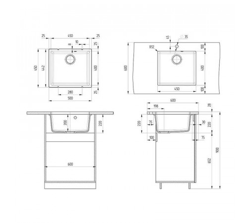 Кухонная мойка Ulgran Quartz Under 450-01, жасмин