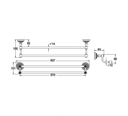 Полотенцедержатель Rose RG1427Q, бронза