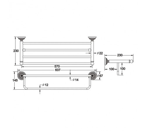 Полка для полотенец Rose RG1408Q, бронза