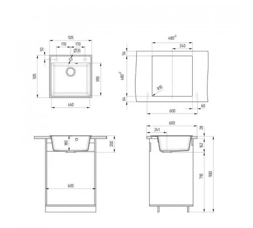 Кухонная мойка Ulgran Quartz Forte 505-10, песок