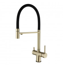Смеситель для кухни с гибким изливом и подключением фильтра Maretti Calabria GOLD CAG31RGF18, золотой сатин