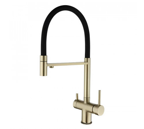 Смеситель для кухни с гибким изливом и подключением фильтра Maretti Calabria GOLD CAG31RGF18, золотой сатин