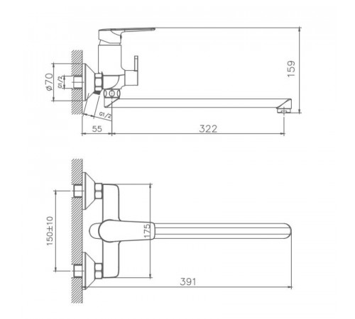 Смеситель для ванны Haiba HB22563, хром