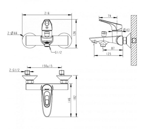 Смеситель для ванны Bravat Drop-D F648162C-B-RUS, хром