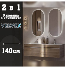 Тумба с раковиной подвесная Velvex Pulsus tp.PUL.PUL.140.2Y дуб сонома, 140 см