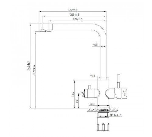 Смеситель для кухни с подключением фильтра Esko Kitchen GR 05 B, черный