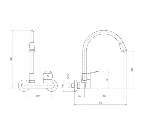 Смеситель для кухни Plstart PD46001-8, хром/белый