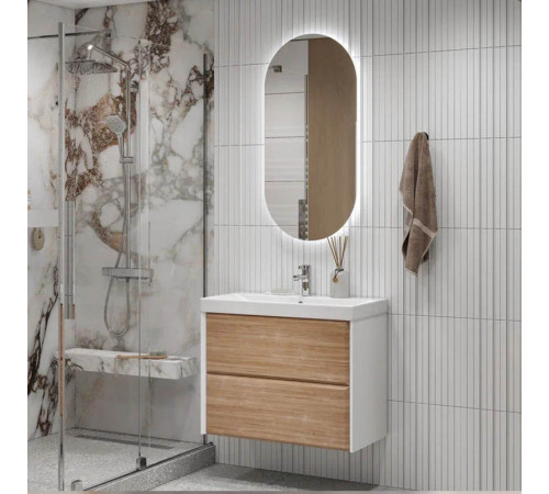 Тумба с раковиной подвесная Velvex Gesso tp.GES.9696.80.2Y белый матовый/дуб сонома, 80 см