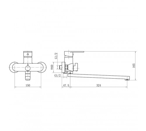 Смеситель для ванны Plstart PD22085, хром