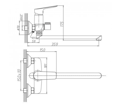 Смеситель для ванны Haiba HB22506, хром