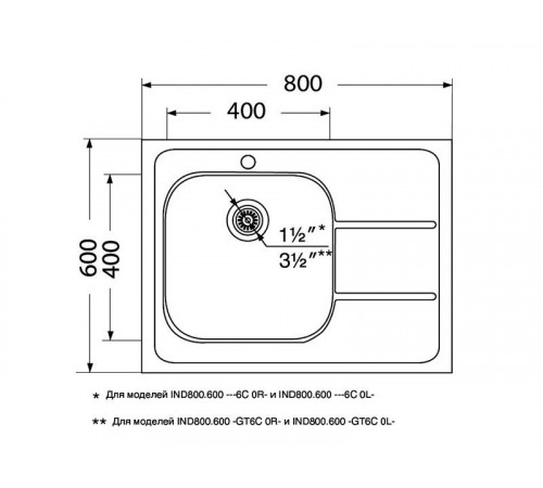 Кухонная мойка UKINOX Иннова IND800.600 ---6C 0L-, 60*80