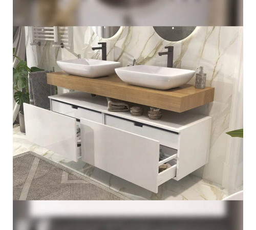 Тумба подвесная без столешницы Velvex Unit tp.UNI.80.2Y белый глянец, 80 см