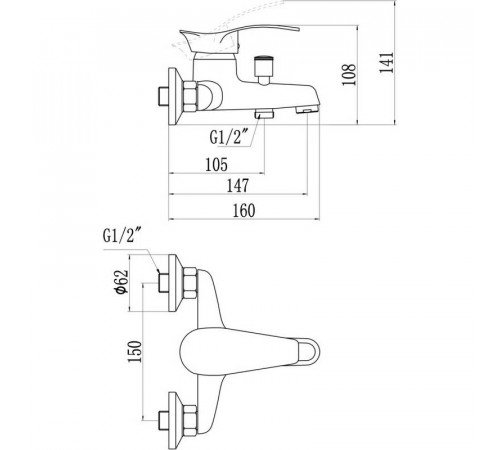 Смеситель для ванны Savol S-T3206, хром