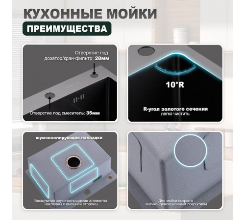Кухонная мойка Splenka S702.6050.09, графит