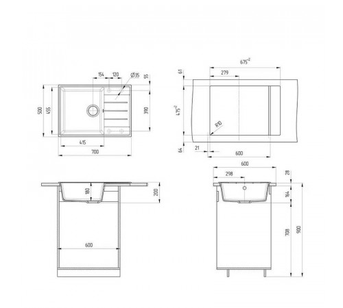 Кухонная мойка Ulgran Quartz Prima 700-10, песок