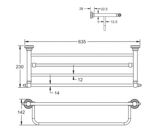 Полка для полотенец Rose RG1108, хром
