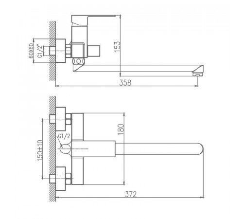 Смеситель для ванны Haiba HB22191, хром