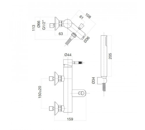 Смеситель для ванны Webert Rimini RI850101015, хром
