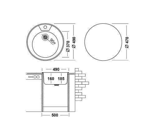 Кухонная мойка UKINOX Фаворит FAL490 -GT8K 0C, 49*49