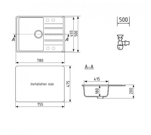 Кухонная мойка Ulgran Quartz Prima 780-03, десерт