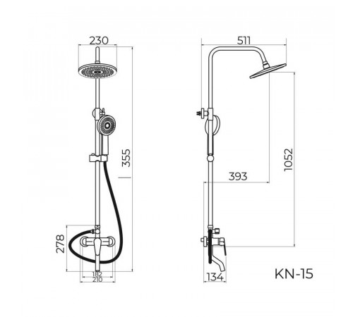 Душевая система Knotlor KN-15, хром