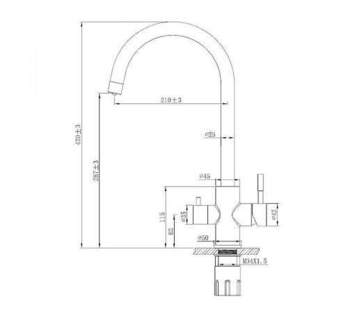 Смеситель для кухни с подключением фильтра Esko Kitchen GR 04 B, черный