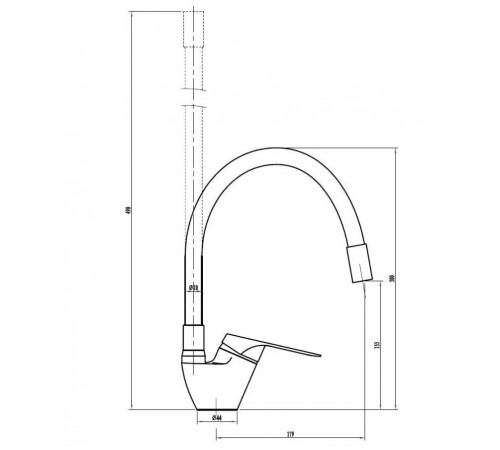 Смеситель для кухни VODA Elastic hose EH 519 black
