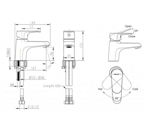 Смеситель для раковины Bravat ALFA F1120178CP, хром