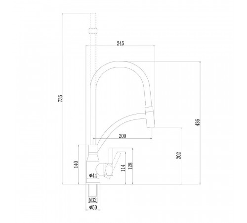 Смеситель для кухни Fmark FS8244Q-01, графит